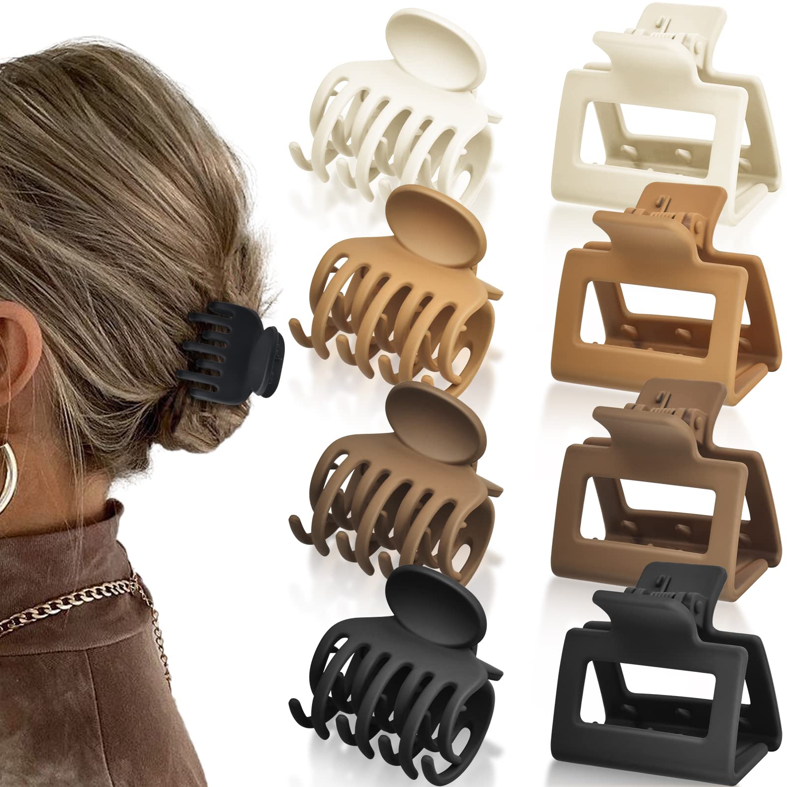 Amazon.co.jp: Giesiery 8個パック 二重列歯ヘアクリップ 細い髪用
